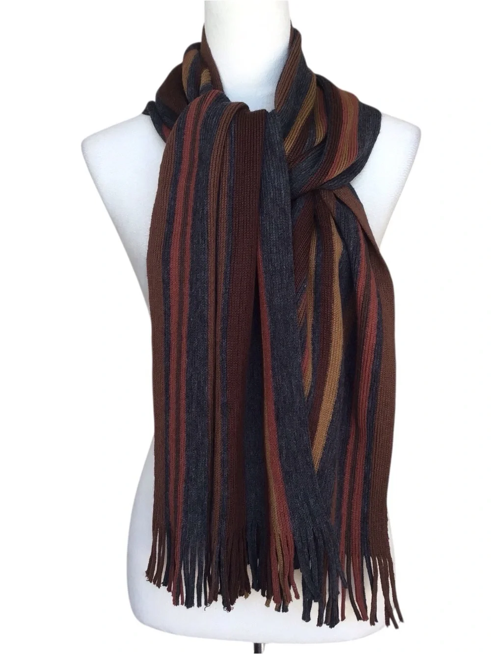 Geoffrey Beene Striped Scarf With Fringe